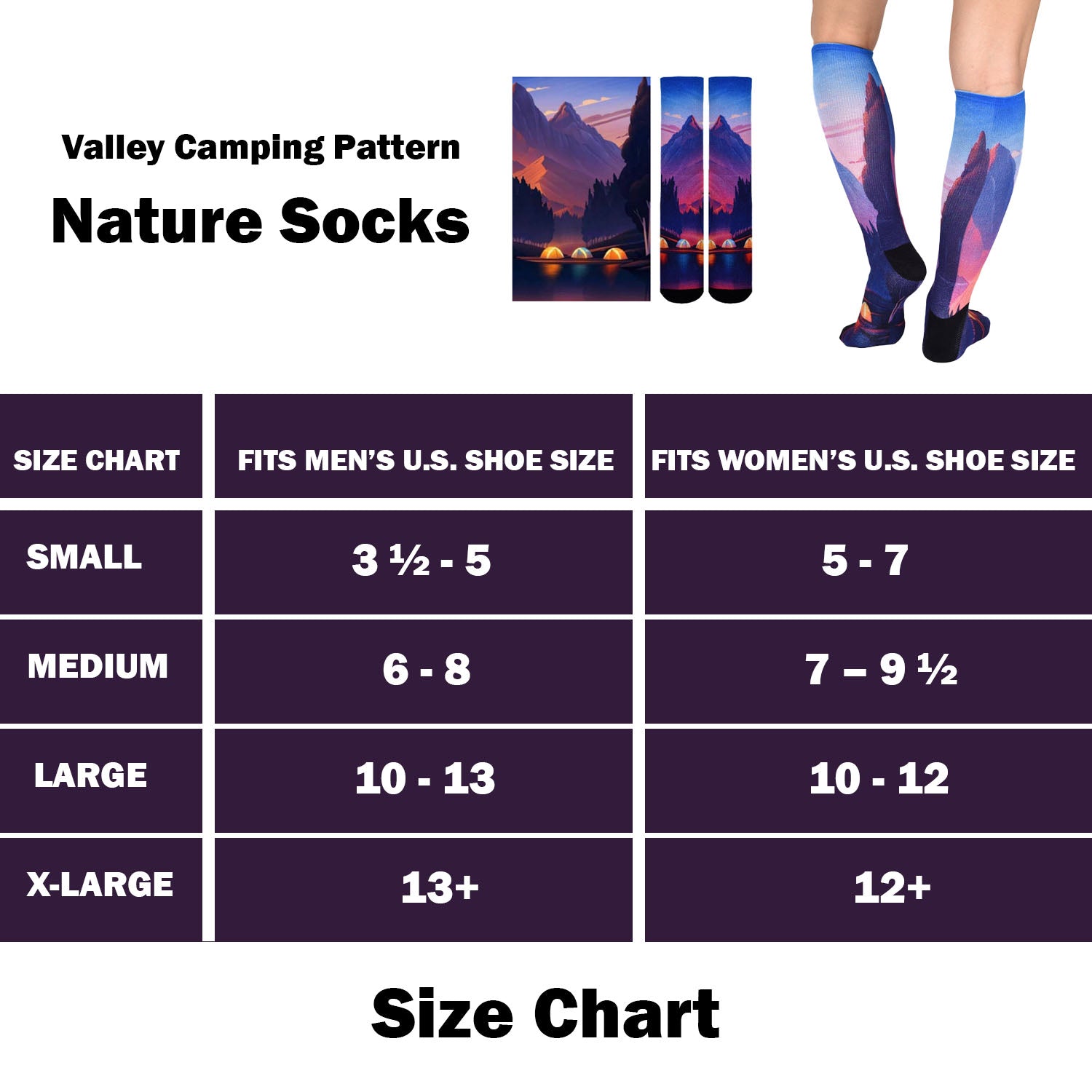 Men & Women's CoolMax Knee-High Socks, Nature Inspired Collection for Men & Women Eco-Friendly Knee High Socks