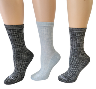 Buy assorted-3-black-charcoal-lt-blue Women's Bamboo Crew Performance Socks with Arch Support