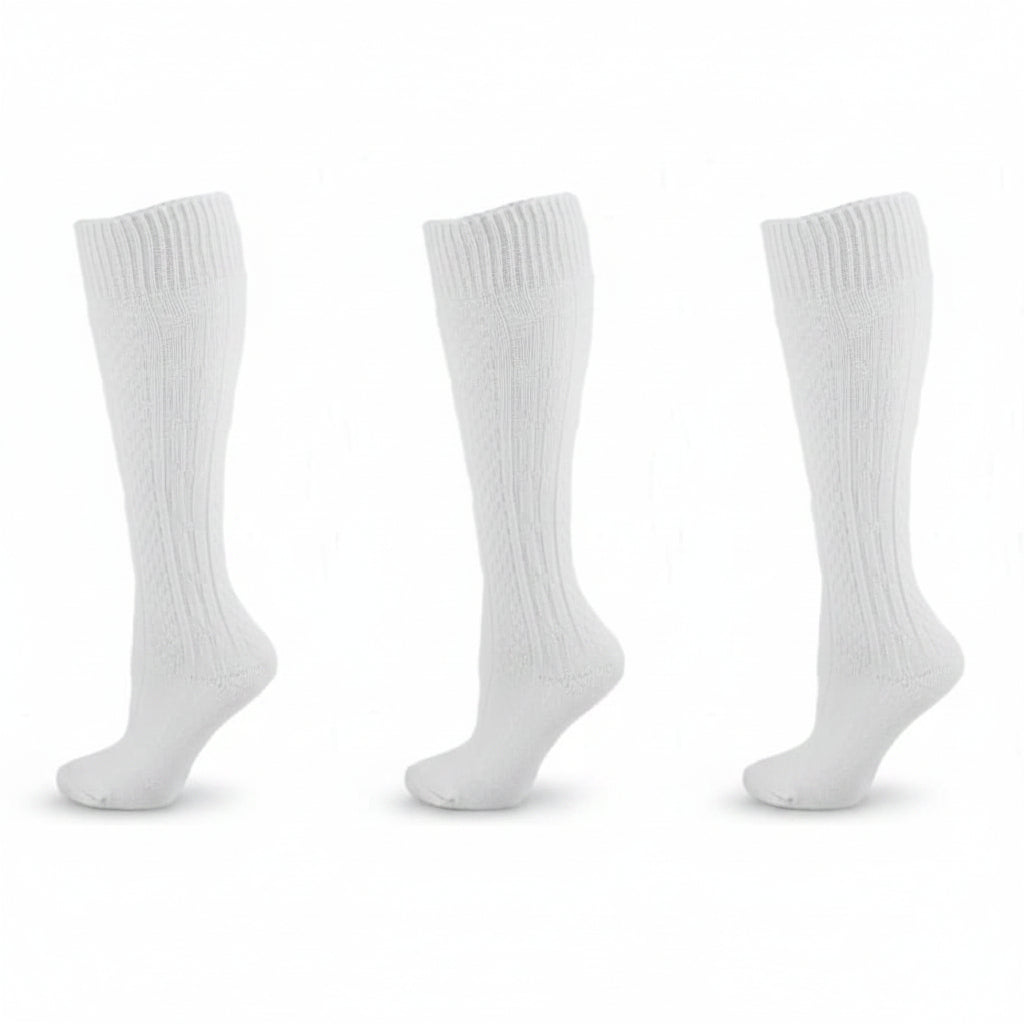 Classic Cable Knit Acrylic Knee High Socks 3 Pair Packs