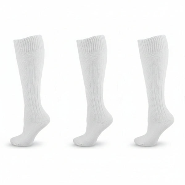 Classic Cable Knit Acrylic Knee High Socks 3 Pair Packs