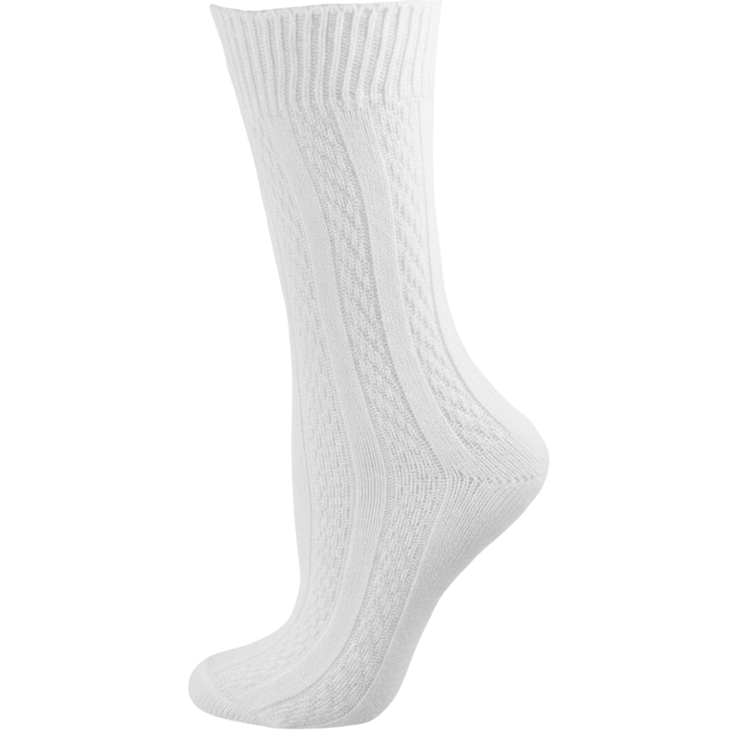 Classic Cable Knit Combed Cotton Crew Socks 2 Pair Pack