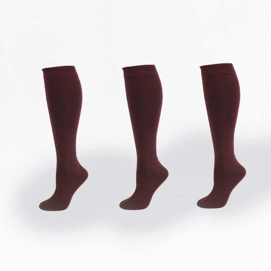 Classic Flat Knit Acrylic Orlon Knee High Uniform Socks 3 Pair Pack