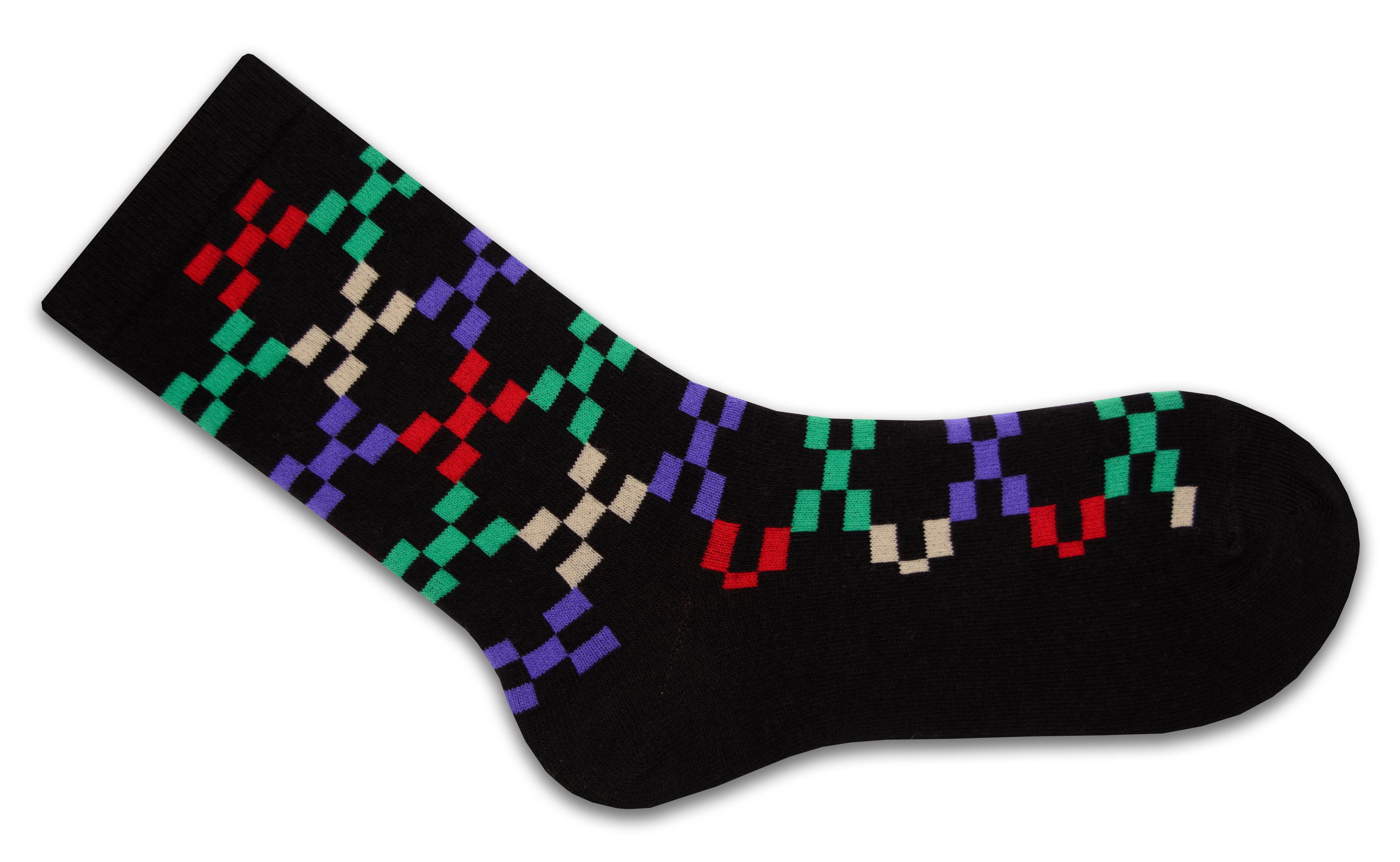 Geometric Pattern Cotton Crew Socks