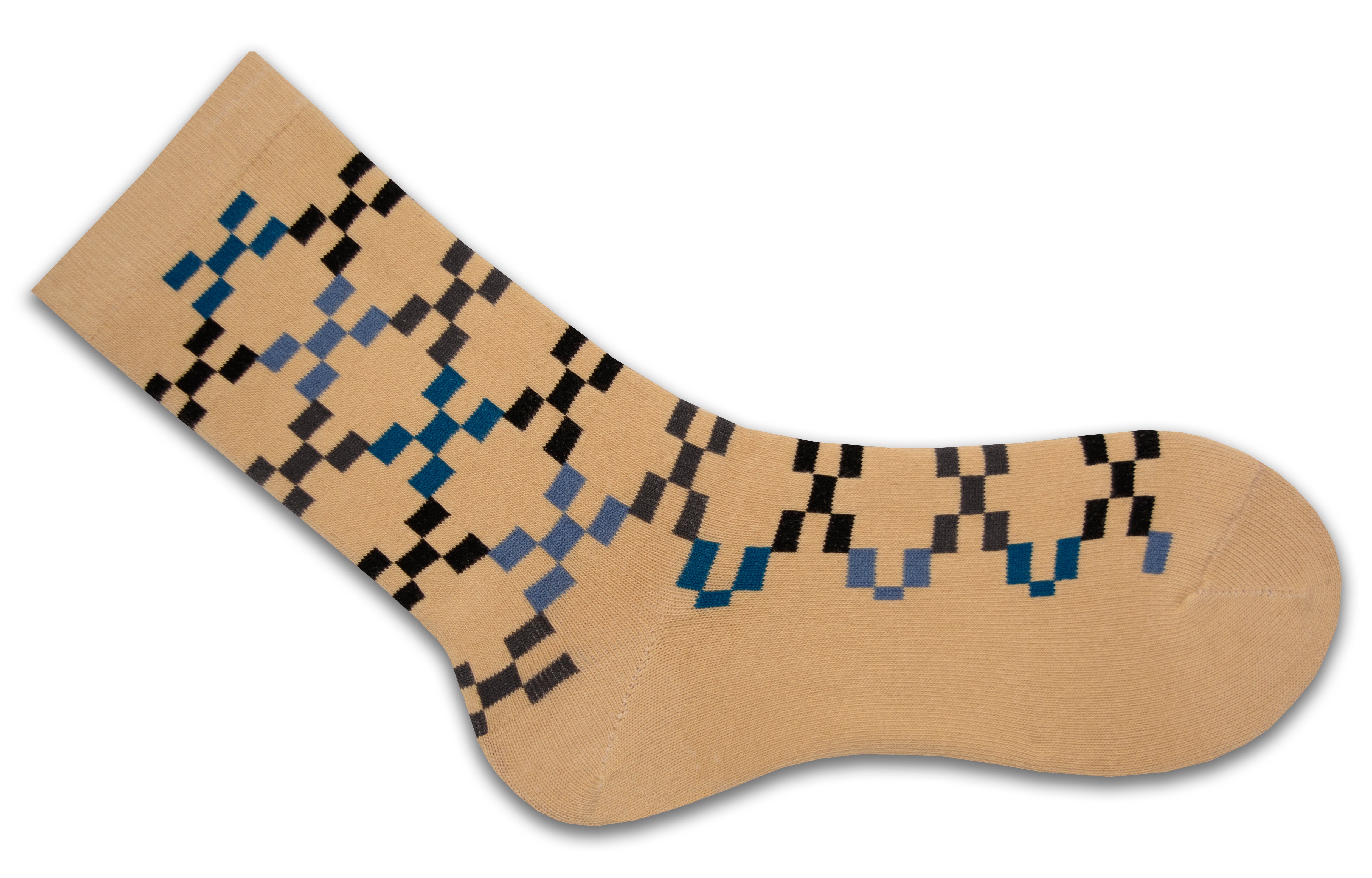 Geometric Pattern Cotton Crew Socks