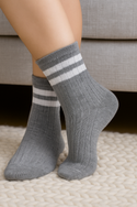 Women's Rayon Quarter Hi Performance Ankle Socks Striped Fun and Sporty Socks for Girls, Women and Teens