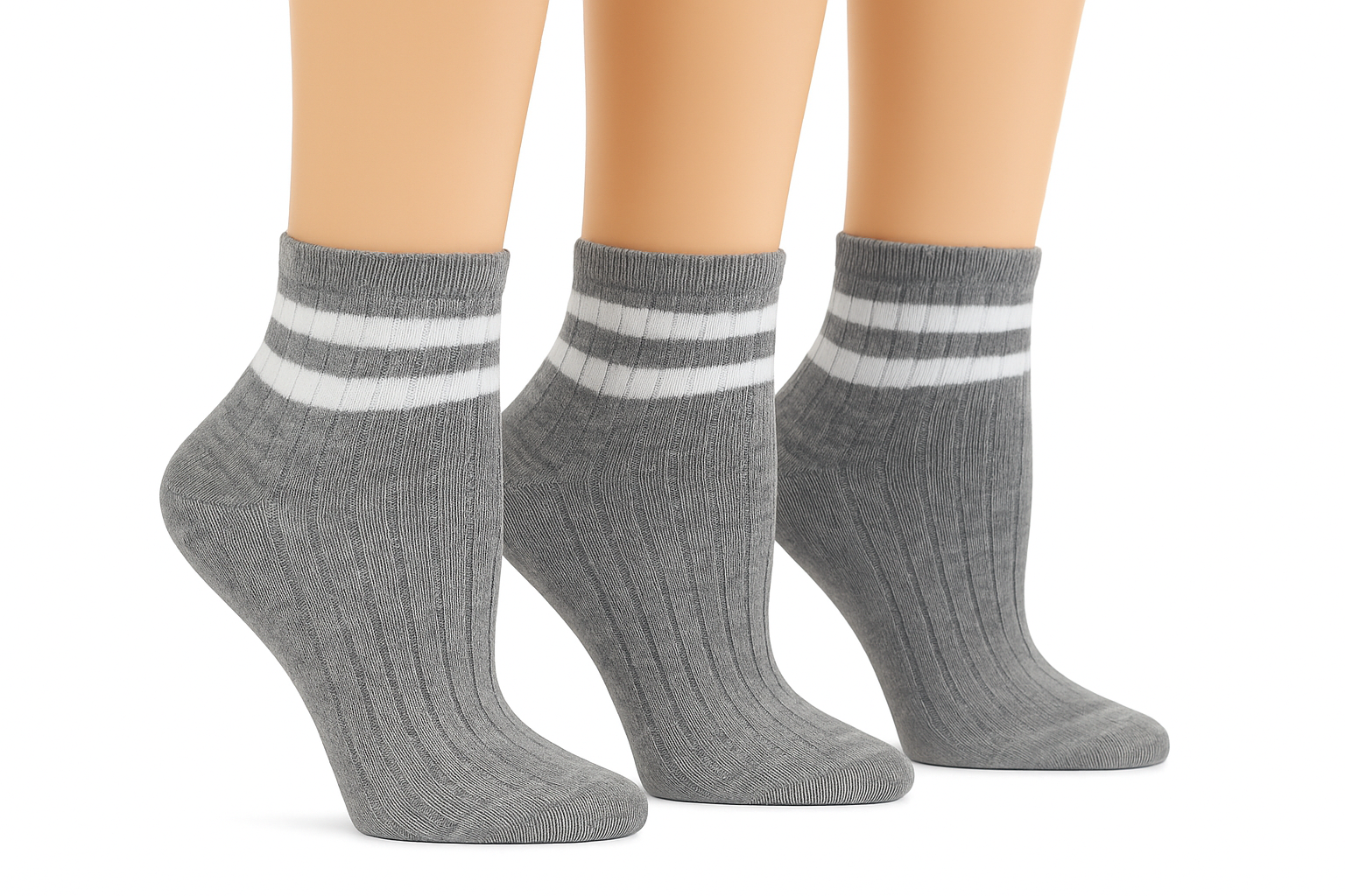 Women's Rayon Quarter Hi Performance Ankle Socks Striped Fun and Sporty Socks for Girls, Women and Teens