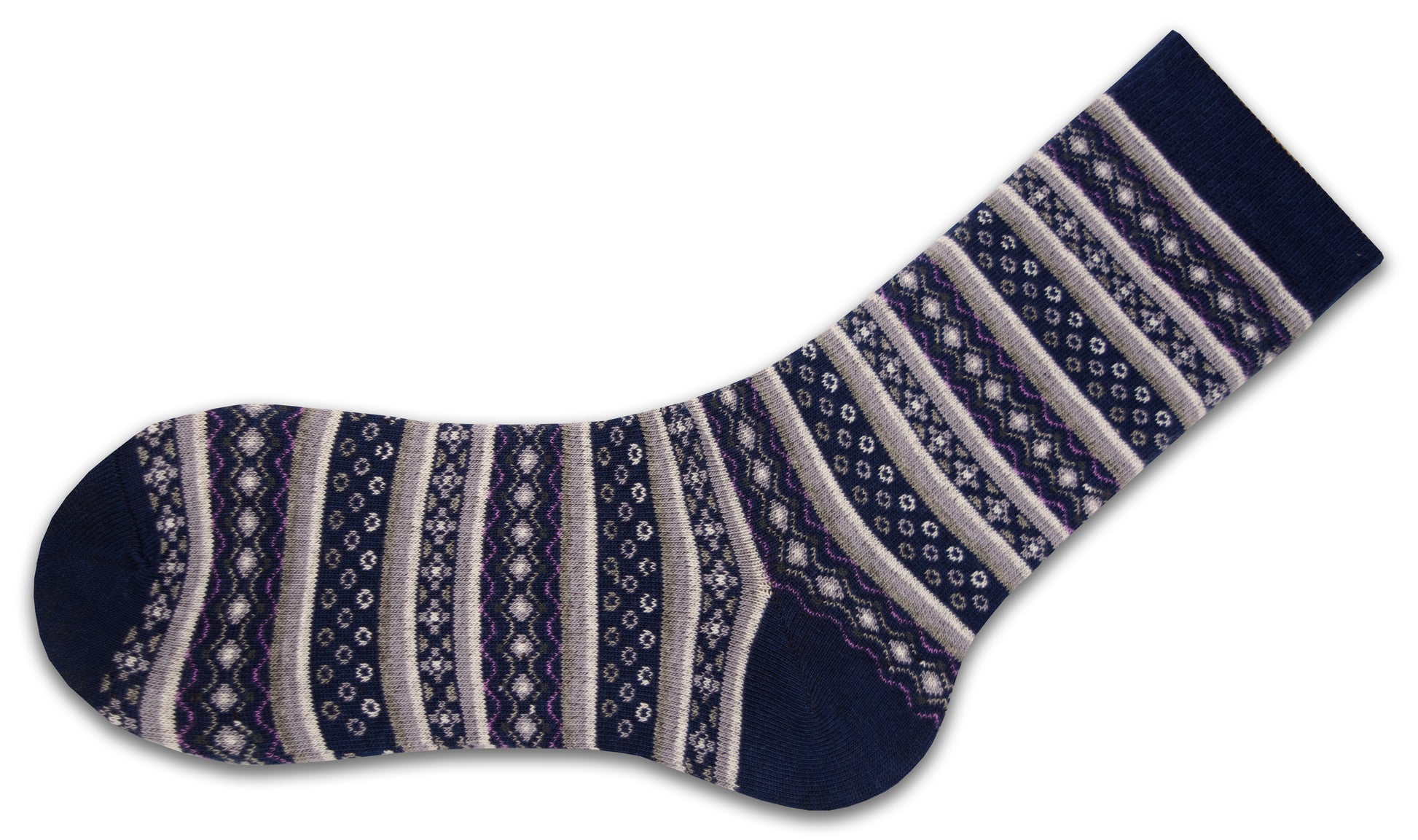 Flower pattern cotton crew (Mid-calf) socks 2-Pair Pack