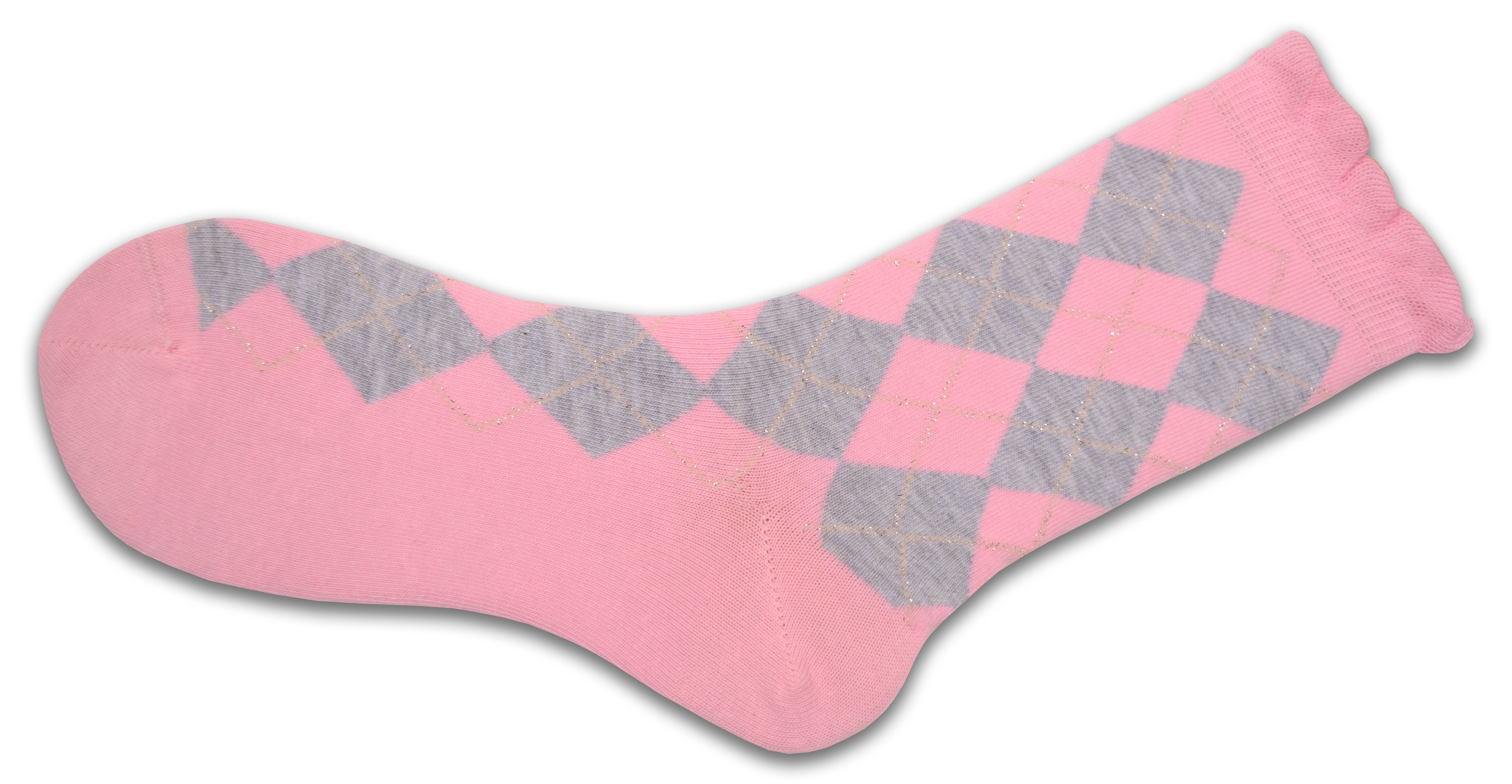 Sparkly Cotton Argyle Crew Socks - 2  Pairs