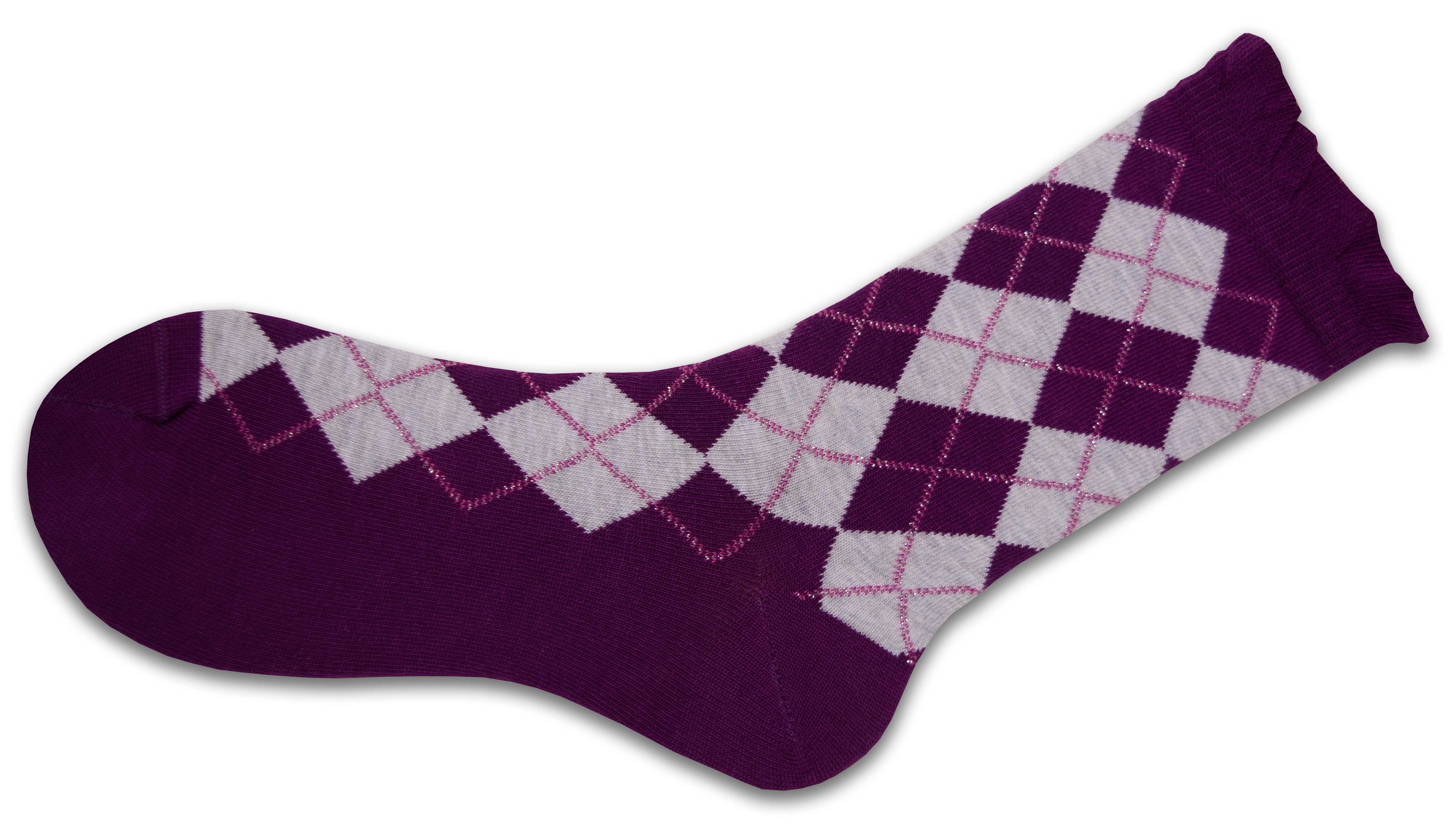 Sparkly Cotton Argyle Crew Socks - 2  Pairs