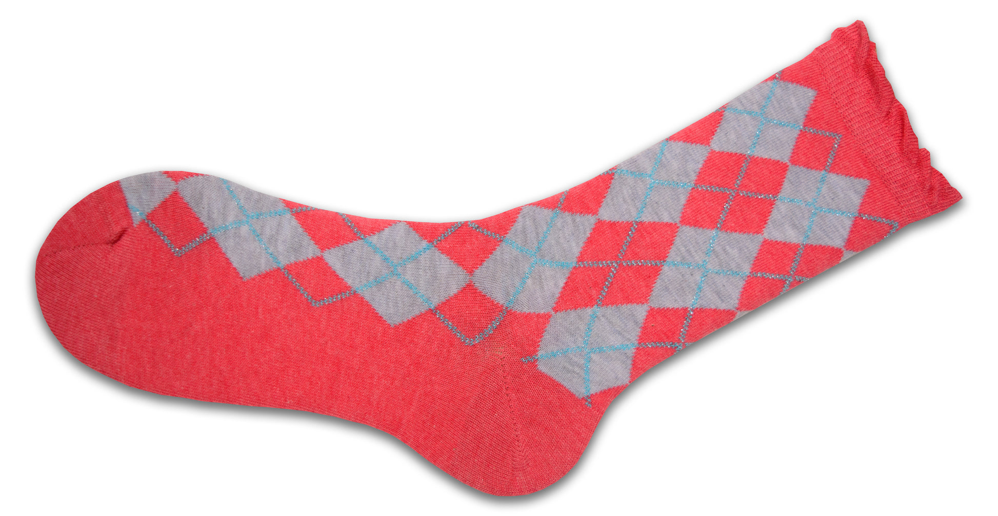 Sparkly Cotton Argyle Crew Socks - 2  Pairs