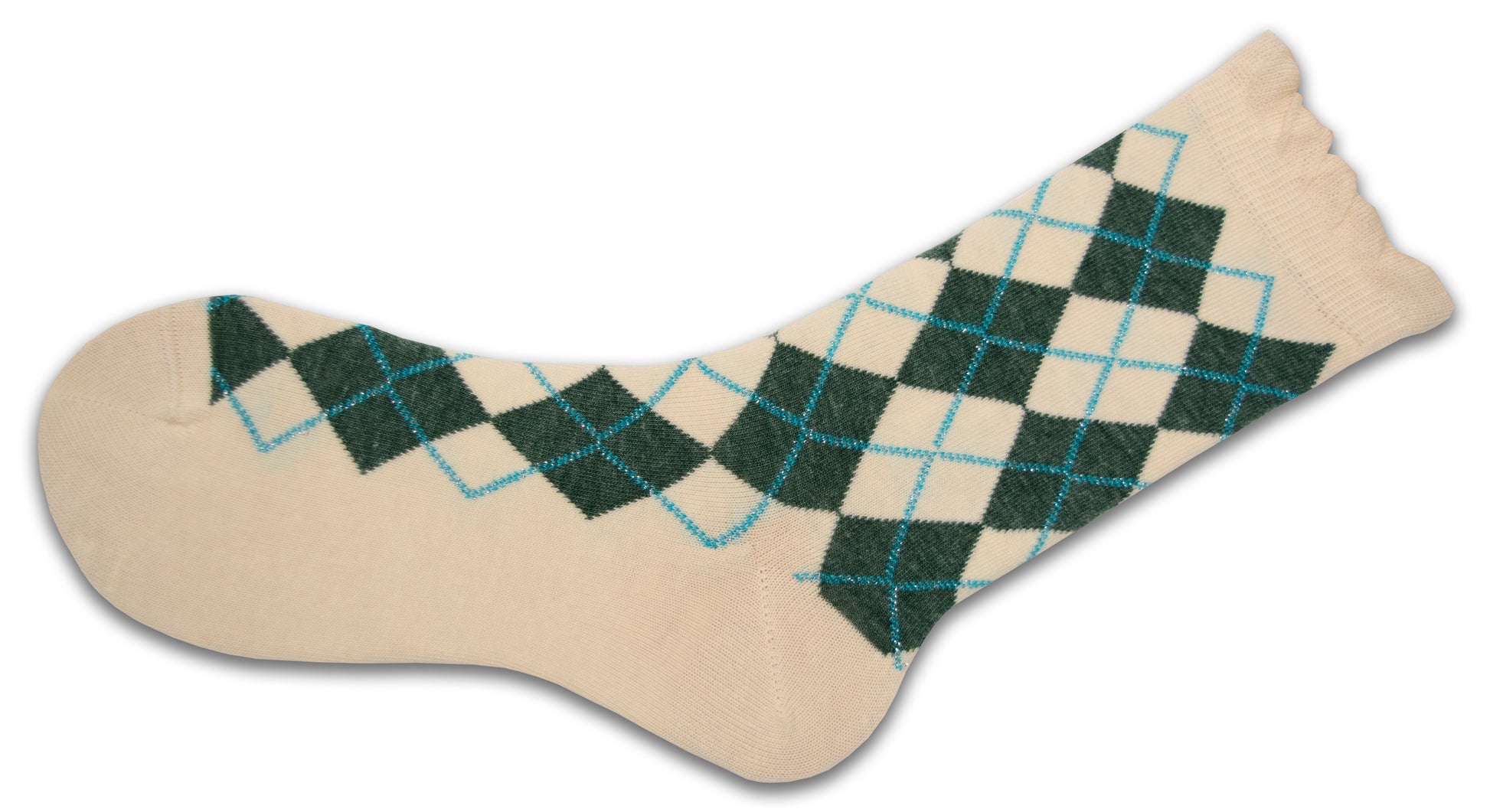 Sparkly Cotton Argyle Crew Socks - 2  Pairs