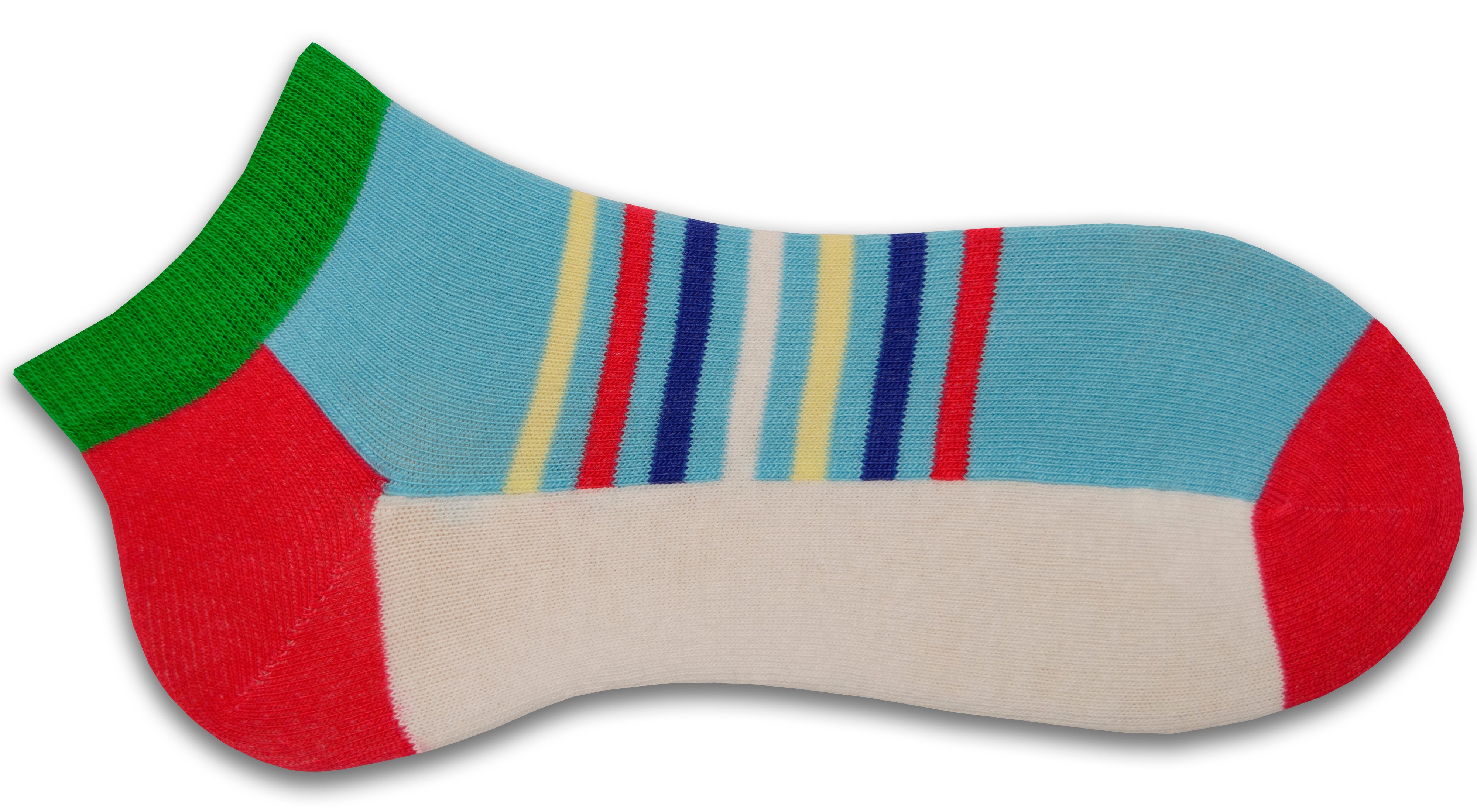 Striped Colorful Vibrant Ankle 2 Pr. Pack Cotton Socks