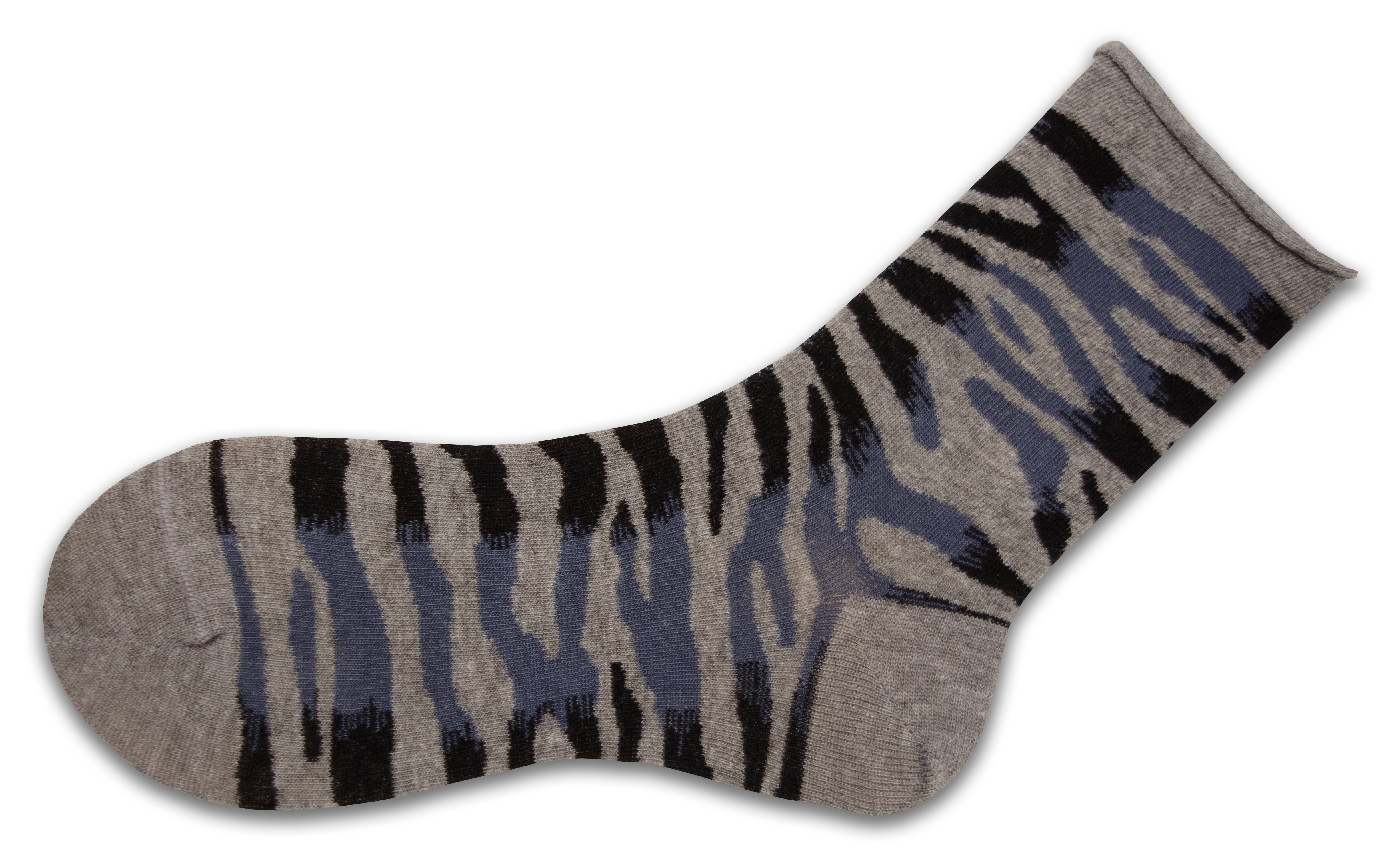 Sierra Socks Zebra Pattern Hi Anklet Casual Cotton Womens 2 Pair Socks