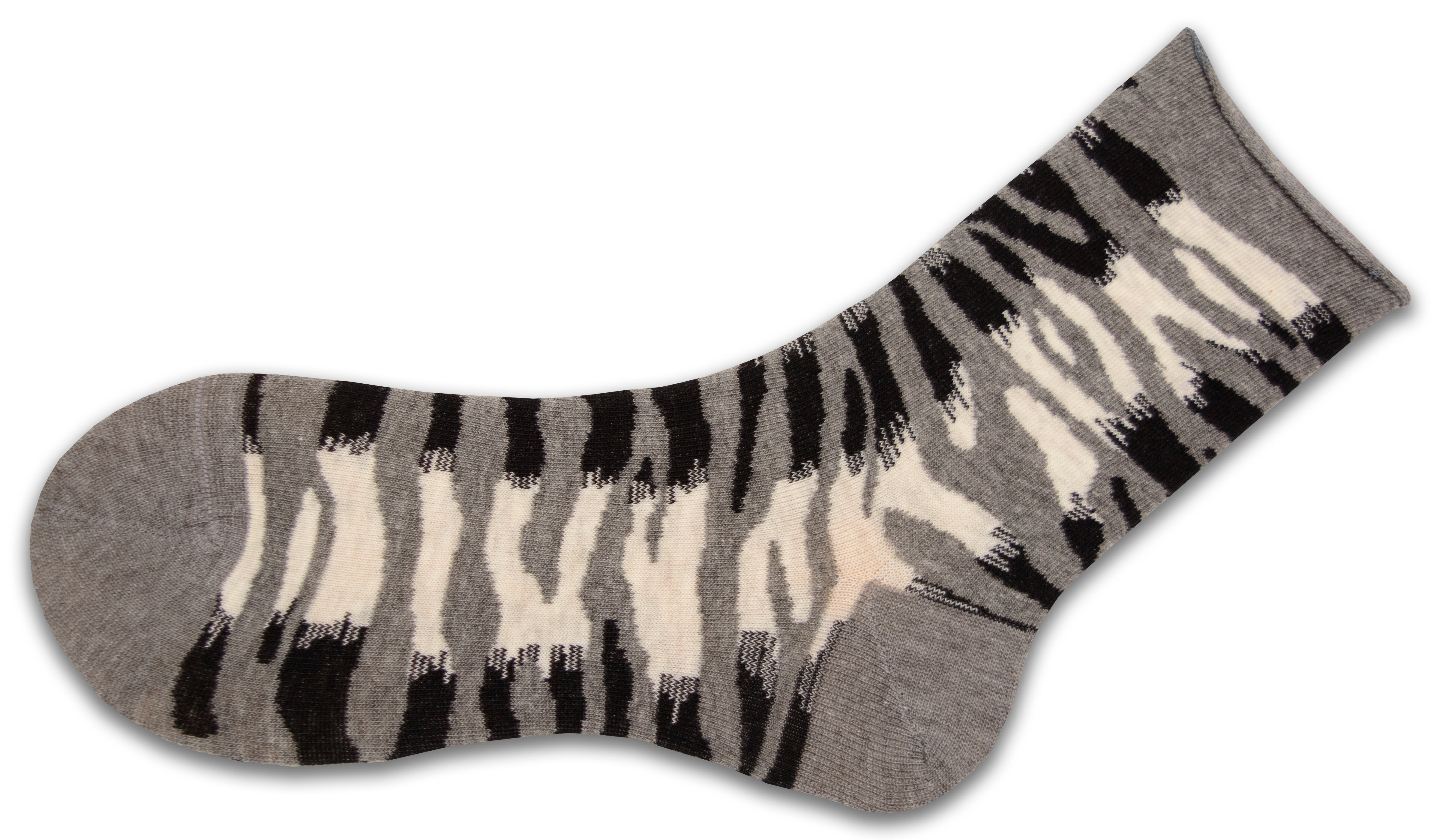 Sierra Socks Zebra Pattern Hi Anklet Casual Cotton Womens 2 Pair Socks