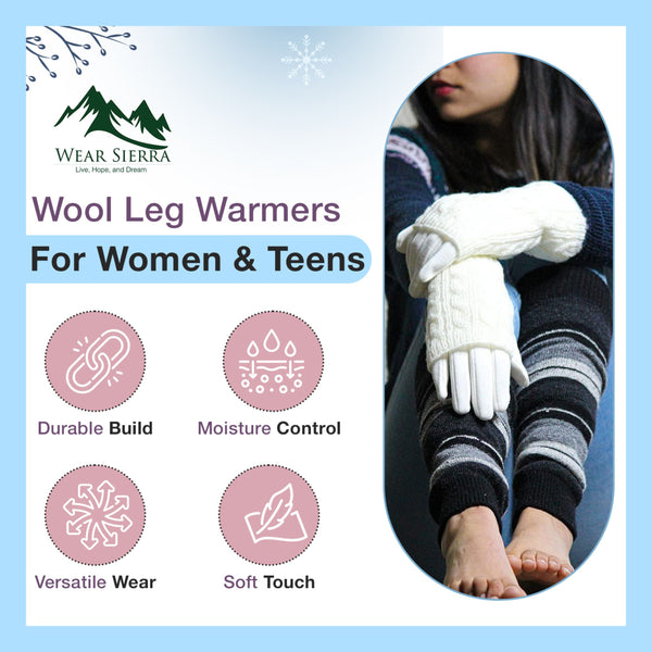 Lambswool Colorful Leg Warmers for Women, Girls and Teens