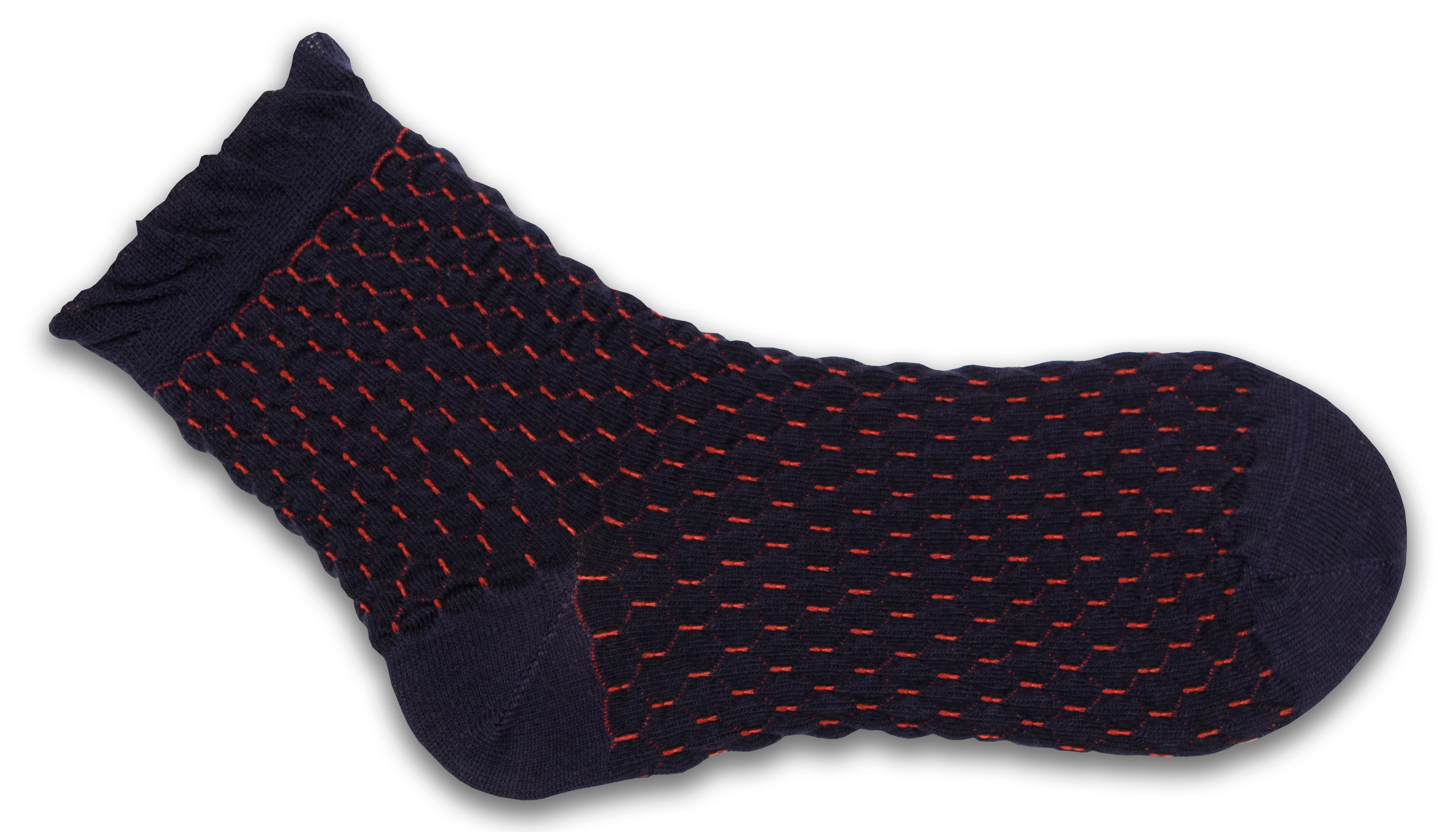 Diamond Pattern Quarter Combed Cotton Socks