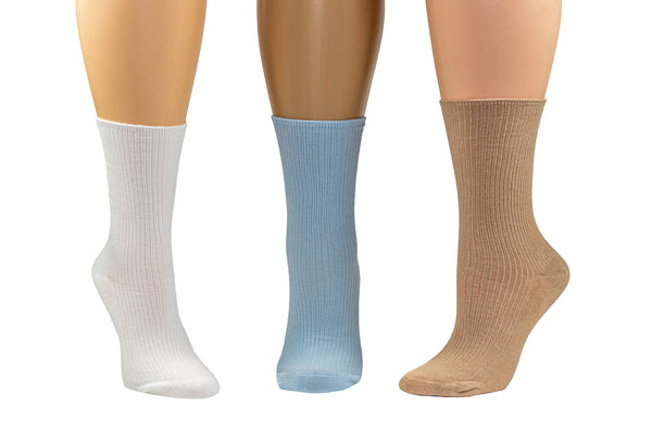 Wide Calf Crew Socks for Women Classic Colors and Luxurious Feeling with Seamless Toe, Reinforced Toe and Heel