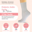 Diabetic/Arthritic Cushioned Cotton Ankle Socks 3 Pack Women Socks