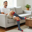 Men's Light Compression Knee High Socks - Great for Travel, Achy Tired Legs for Shoe Size 10-13 and Big & Tall Shoe Size 13-15