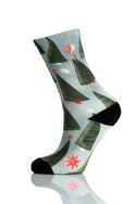 Christmas and Hanukkah Holiday Colorful CoolMax Crew Socks for Men & Women - Trees and Stars