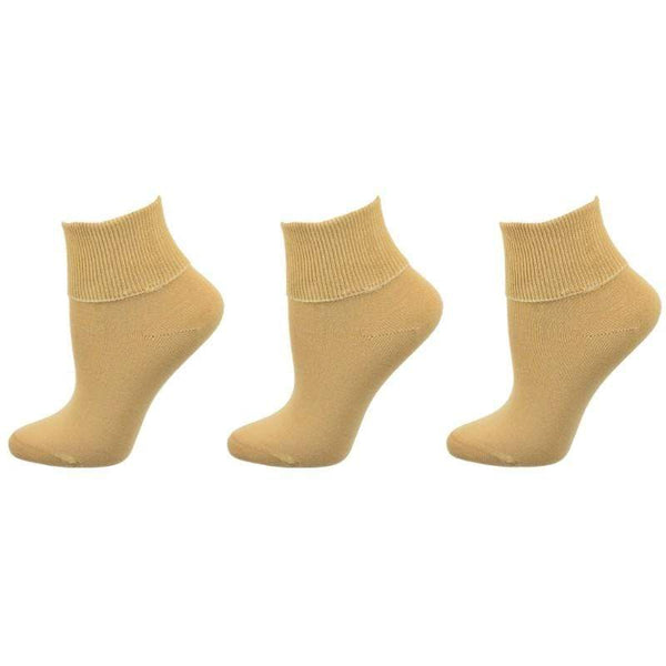 Women's 100% Combed Cotton Ankle Turn Cuff 3 Pair Pack Compression