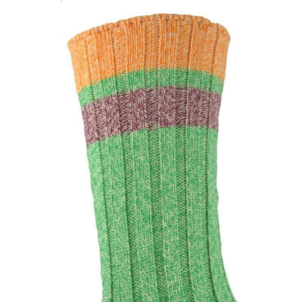 Twisted Marled Colorful Contrast Heel & Toe Cotton Crew