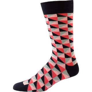 Triangle Pattern Colorful Crew Cotton 2 Pr. Pack Socks M8010