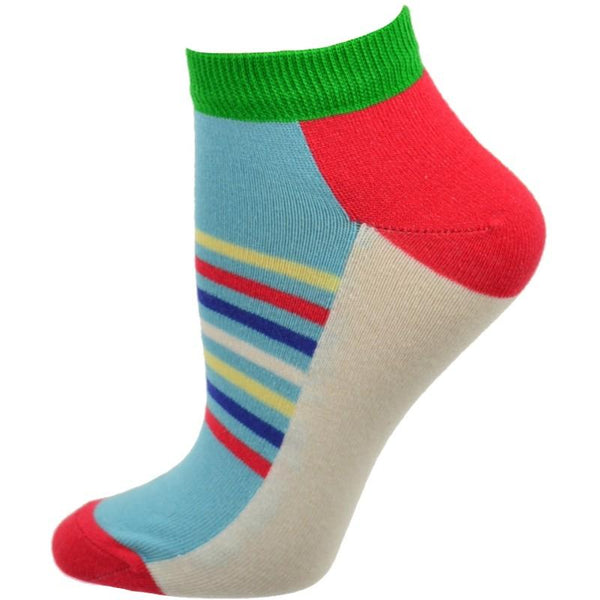 Striped Colorful Vibrant Ankle 2 Pr. Pack Cotton Socks