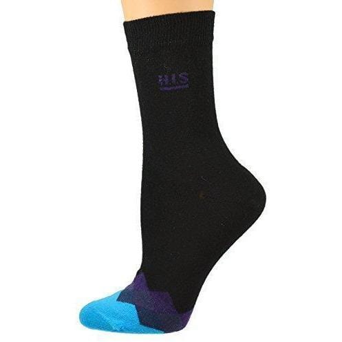 Sierra Socks Women's Cotton Diamond Contrast Toe Dress Casual Crew