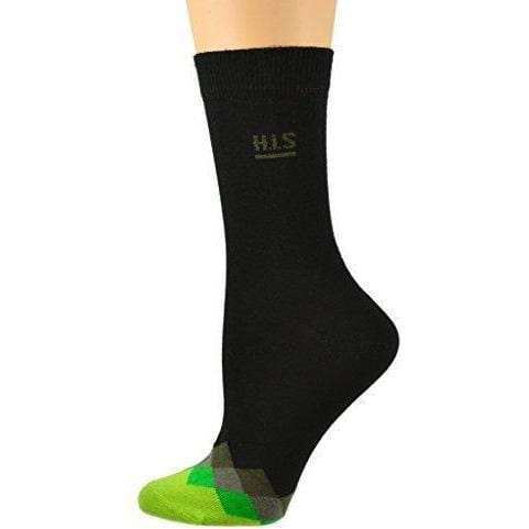 Women's Cotton Diamond Contrast Toe Dress Casual Crew Black w/Green Toe Women's Cotton Diamond Contrast Toe Dress Casual Crew Black w/Green Toe