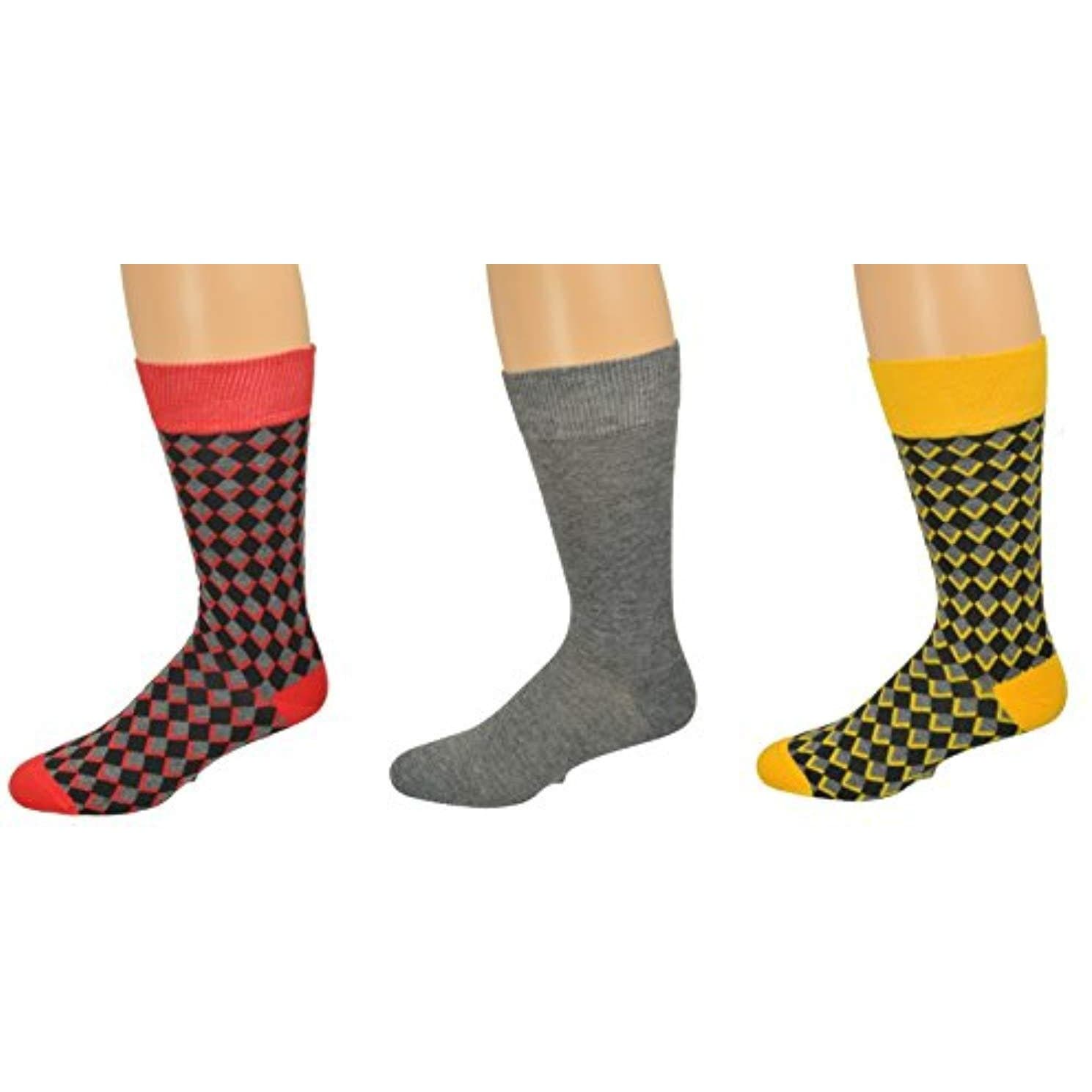Sierra Socks Men's Casual Cotton Blend Fashion Design Mid Calf Dress Crew Socks, 2 or 3 Pairs