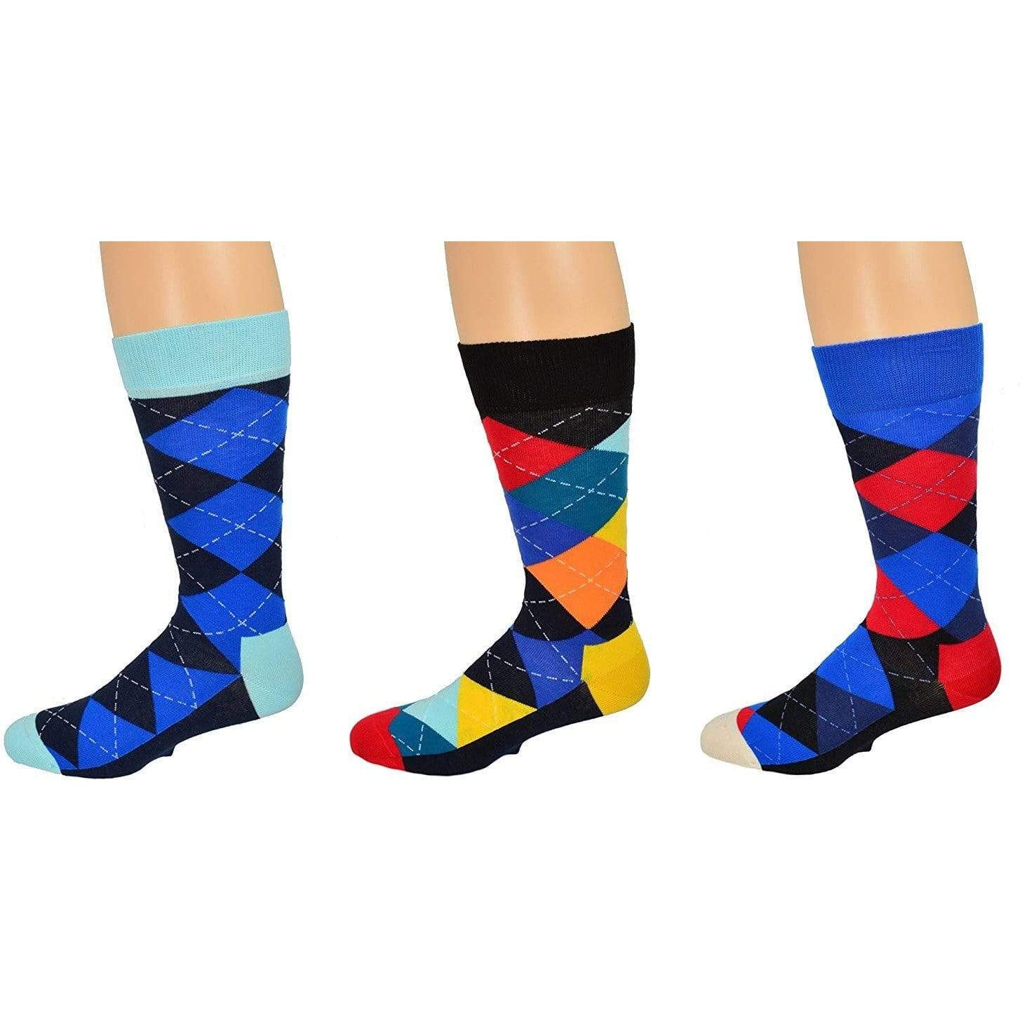 Sierra Socks Men's Casual Cotton Blend Fashion Design Mid Calf Dress Crew Socks, 2 or 3 Pairs