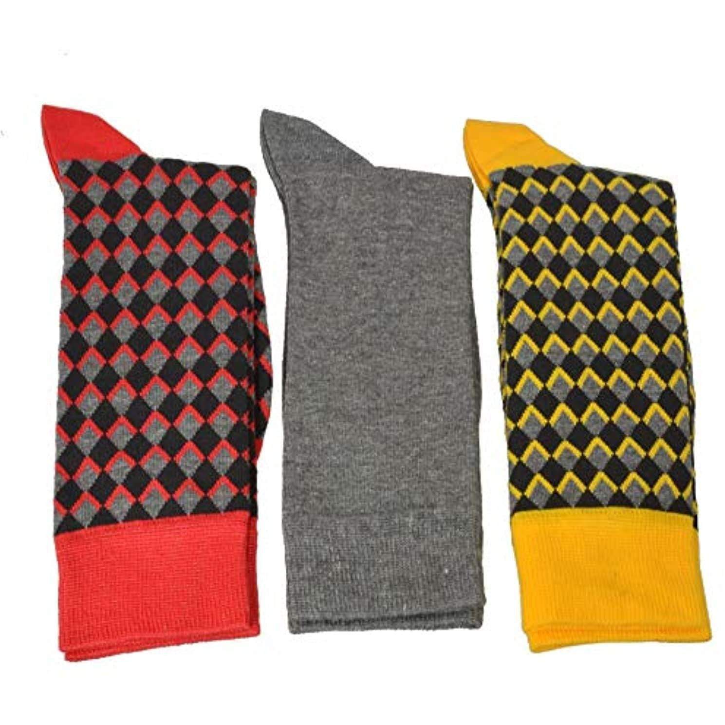 Sierra Socks Men's Casual Cotton Blend Fashion Design Mid Calf Dress Crew Socks, 2 or 3 Pairs