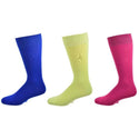 Solid Colorful Vibrant Cotton Crew Socks 3 Pair Pack