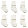 Newborn Baby Combed Cotton Seamless Toe 6 Pair White or 3 Pair Color Turn Cuff Bootie U78D