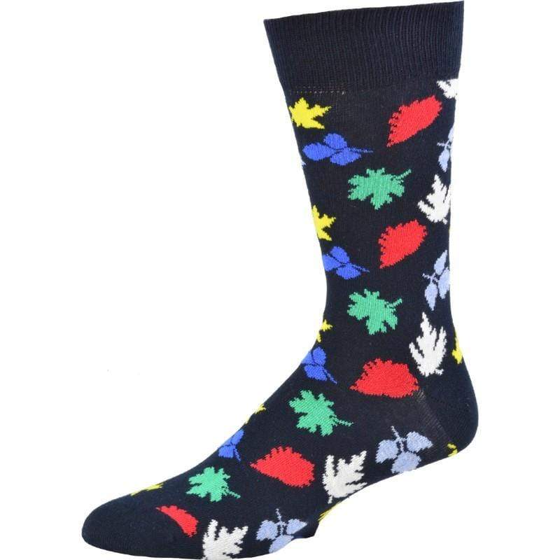 Leaf Pattern Crew Cotton Socks