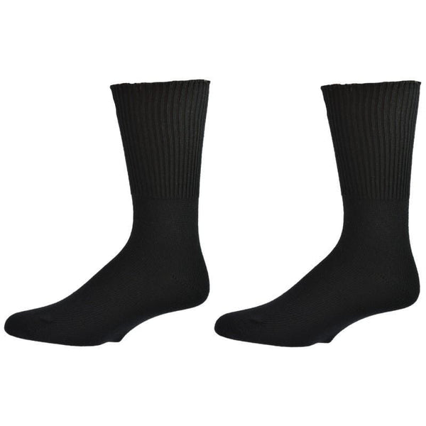 Health Diabetic Wide Calf Cotton Crew Men's Socks 2 pair pack