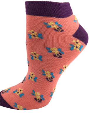Buy orange Floral Pattern Ankle Low Cut Cotton Socks