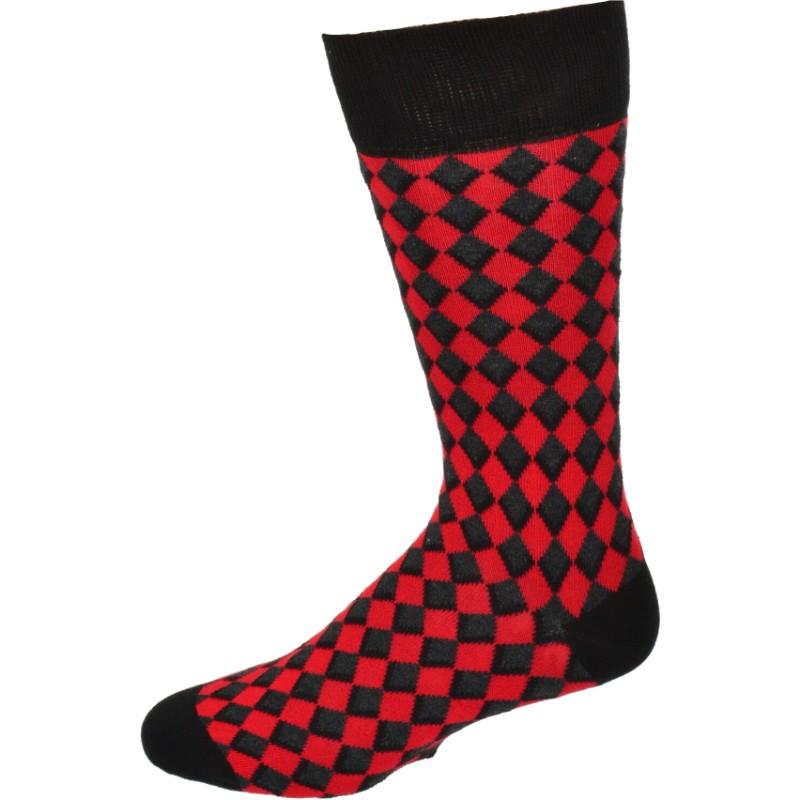 Dress Casual Combed Cotton Crew Diamond Pattern 3 Pair Pack Socks M6800