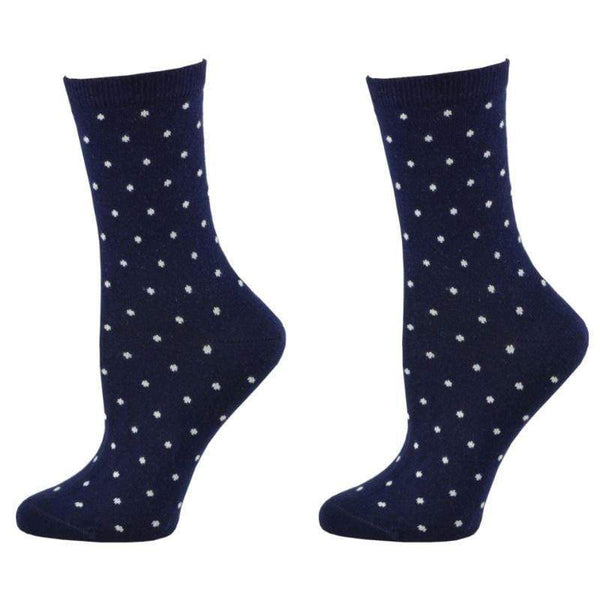 Dot pattern Crew (Mid calf) 2 PR. Pack Cotton Socks Women