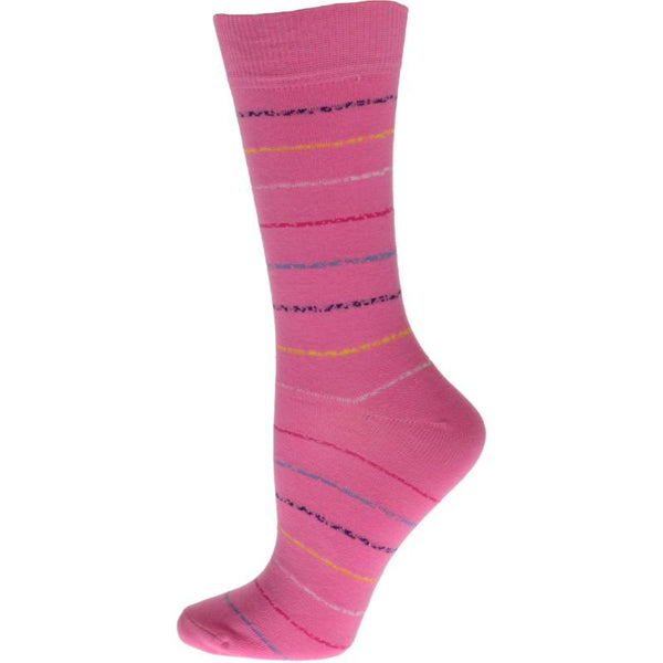 Crew Cotton Blend Vibrant Colorful Striped Women's Socks