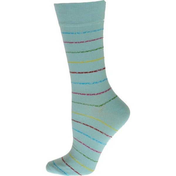 Crew Cotton Blend Vibrant Colorful Striped Women's Socks