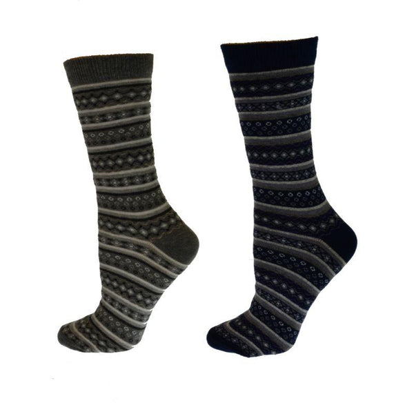 Flower pattern cotton crew (Mid-calf) socks 2-Pair Pack