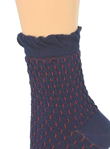 Diamond Pattern Quarter Combed Cotton Socks