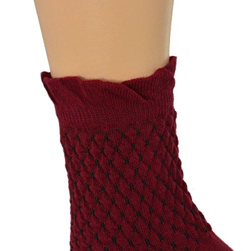 Diamond Pattern Quarter Combed Cotton Socks