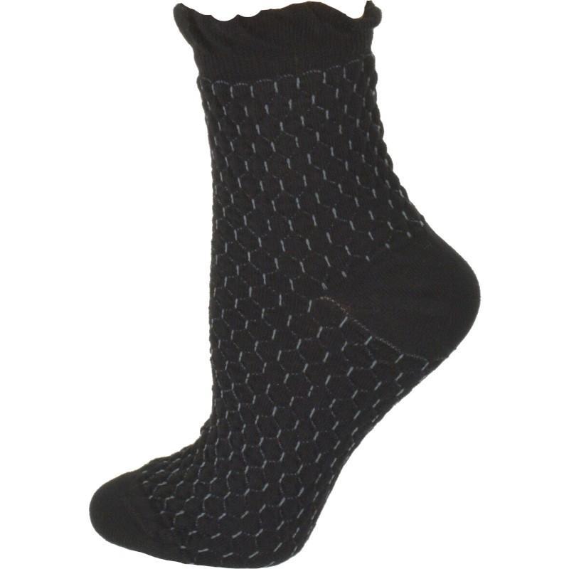 Diamond Pattern Quarter Combed Cotton Socks
