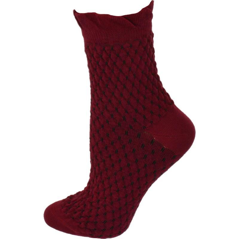 Diamond Pattern Quarter Combed Cotton Socks