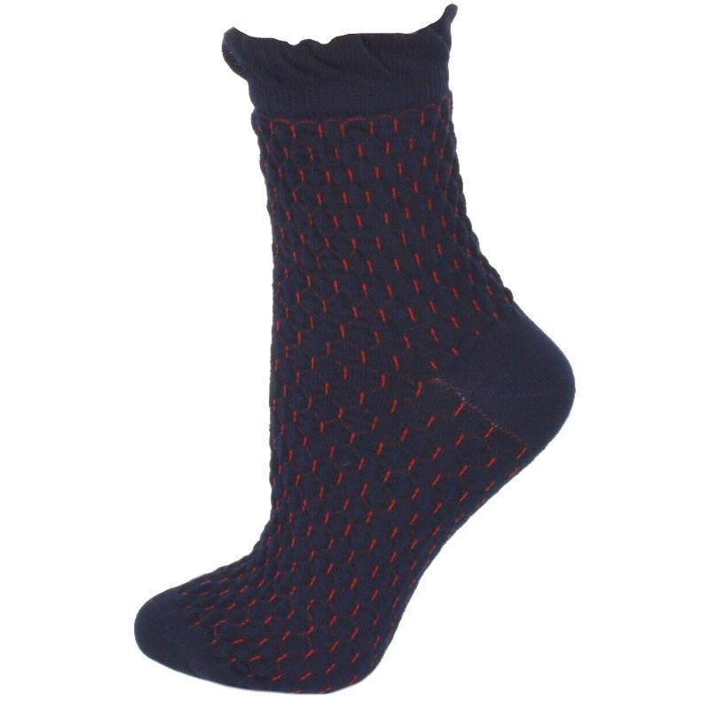 Diamond Pattern Quarter Combed Cotton Socks