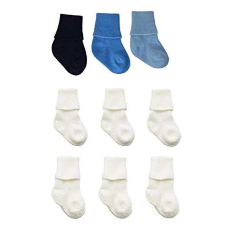 Newborn Baby Boy Cotton Turn Cuff Bootie 9 Pair Pack U78D