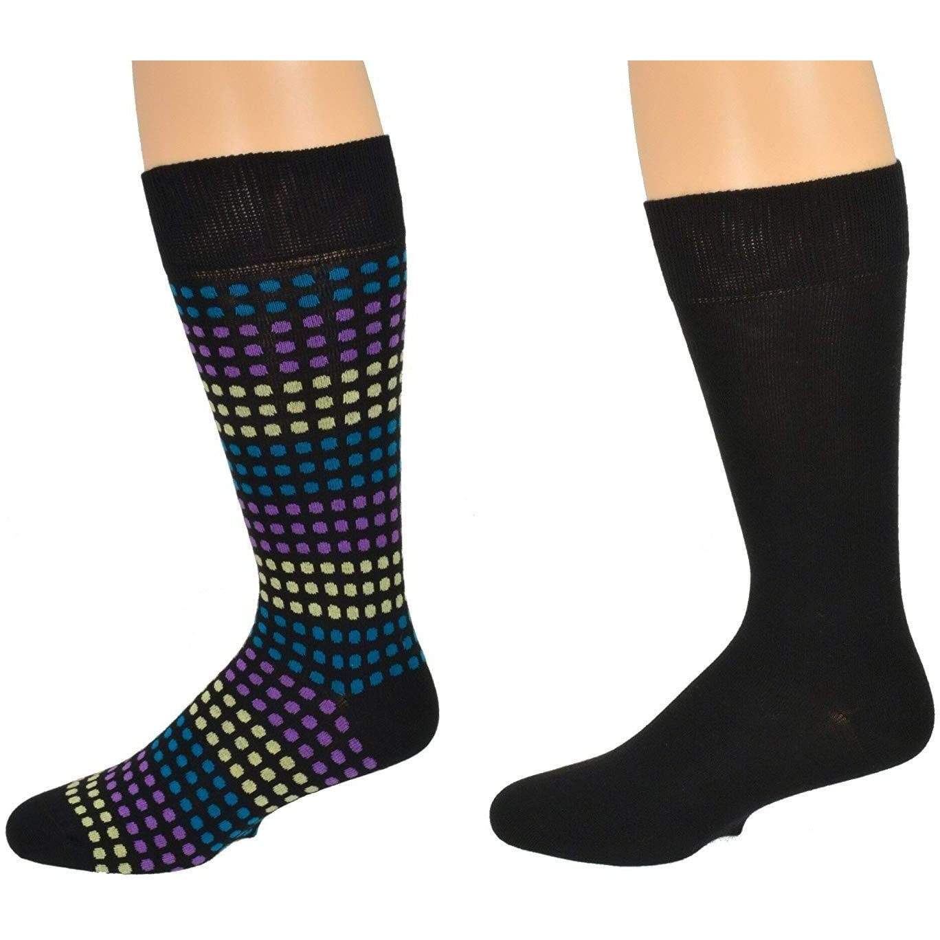Sierra Socks Men's Casual Cotton Blend Fashion Design Mid Calf Dress Crew Socks, 2 or 3 Pairs
